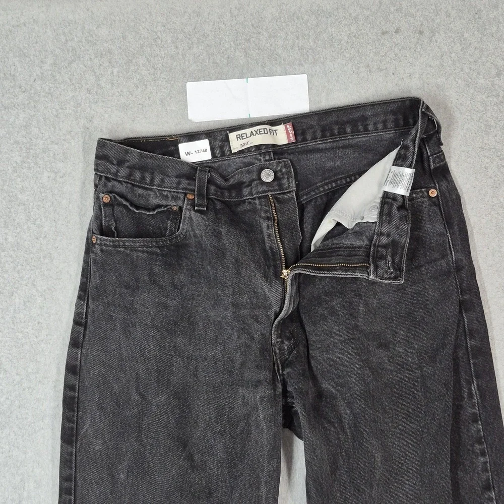 Levi's 550 Men Jeans 36X32 Black Denim Relaxed Fit Grunge Embroidered
